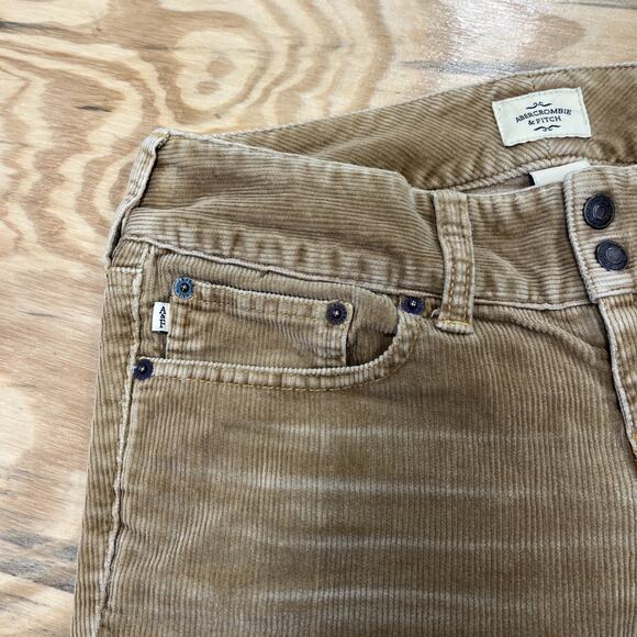 VTG Y2K Abercrombie & Fitch Corduroy Pants Womens 0 Beige Low Rise Boot Flare - Picture 5 of 13